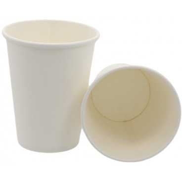 Pahare din carton cu perete simplu albe 90 mm 12oz