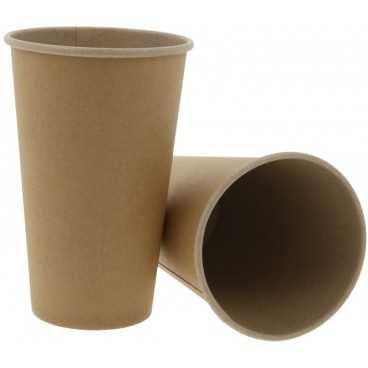 Pahare din carton cu perete simplu kraft natur 90 mm 16oz t 90 x 132 mm 450cc 50 20 bx