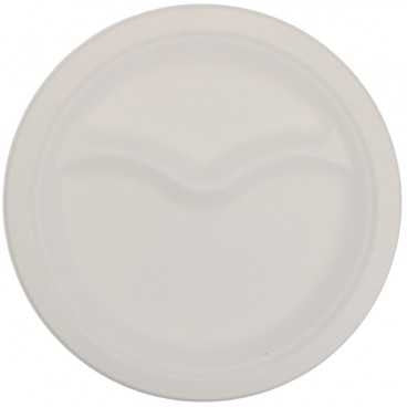 Farfurii biodegradabile din trestie de zahar albe rotunde 2 comp 220 mm t 220mm 50 10 bx