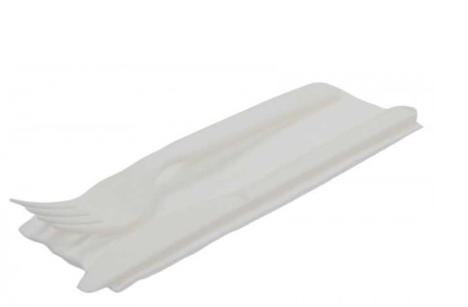 Set tacamuri din CPLA ambalate BIS, cutit + furculita + servetel, 50 buc/set