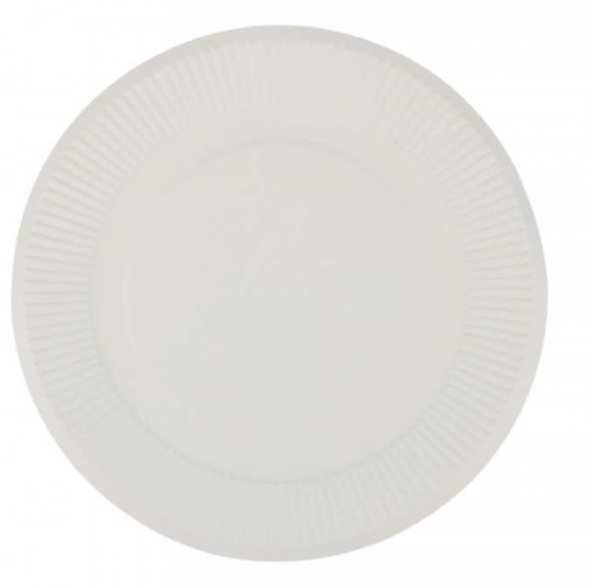 Farfurii biodegradabile din trestie de zahar, albe, rotunde cu nervuri, D155 mm, 50 buc/set