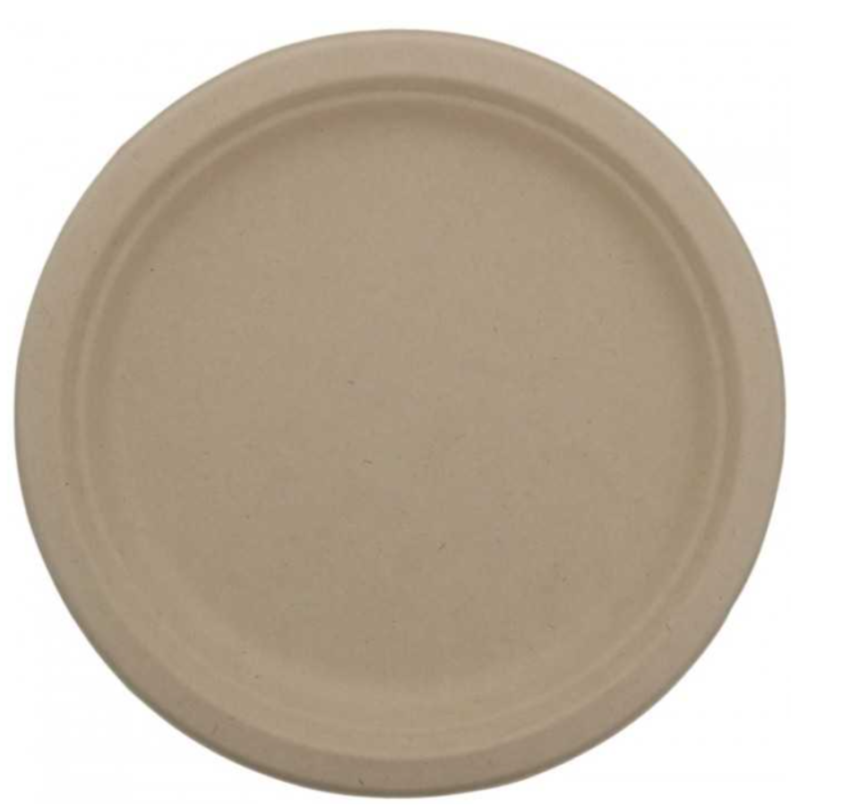 Farfurii biodegradabile din trestie de zahar, natur, rotunde, D261 mm, 50 buc/set