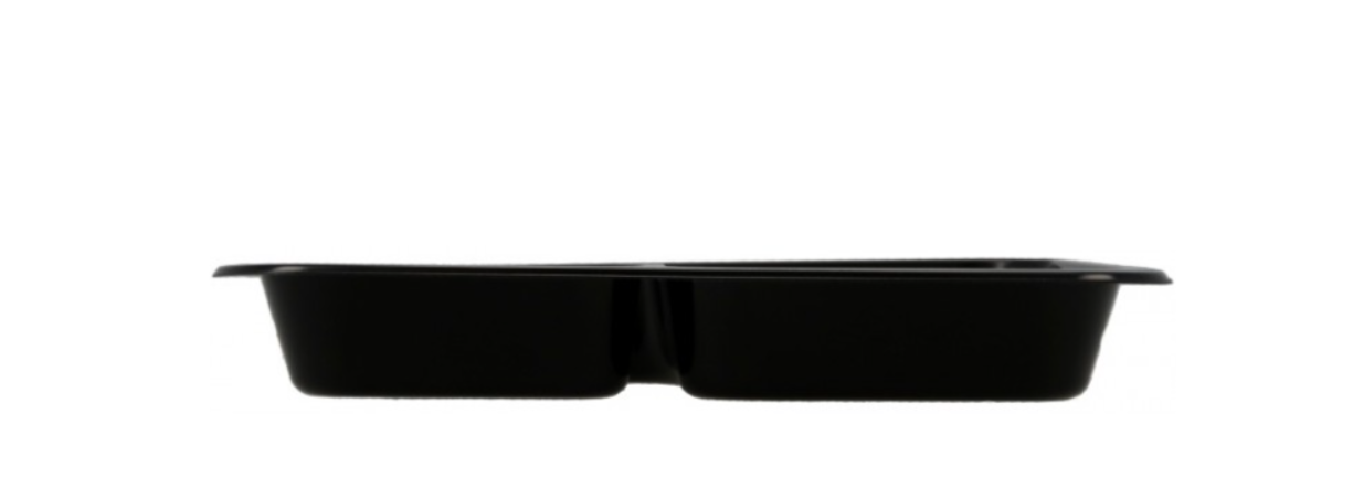 Caserole termosudabile din PP, negre, pentru catering,2C, 227x178x30 mm, 2C, 50 buc/set