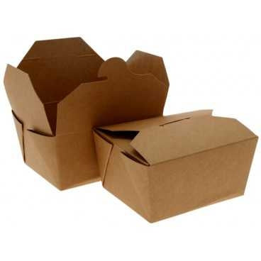 Meniuri din carton cu 4 clapete  600cc  kraft natur  t  130 x 105 x 64 mm   600cc  50 4 bx