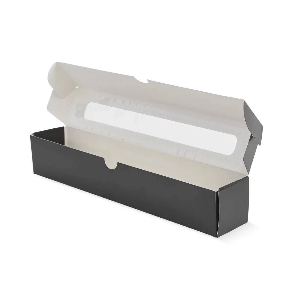 Cutii negre cu fereastra pentru macarons, 28x5x5 cm (50 buc/set)