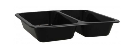 Caserole termosudabile din PP, negre, pentru catering, 227x178x40 mm, 2C,  50 buc/set
