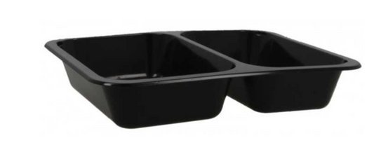 Caserole termosudabile din PP, negre, pentru catering, 227x178x40 mm, 2C,  50 buc/set