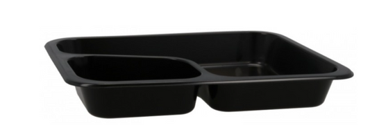 Caserole termosudabile din PP, negre, pentru catering,2C, 227x178x30 mm, 2C, 50 buc/set