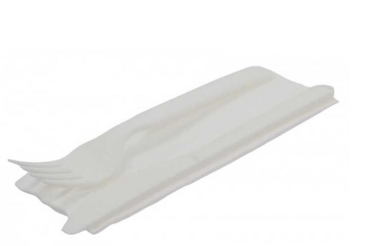 Set tacamuri din CPLA ambalate  BIS, cutit + furculita + servetel, 50 buc/set