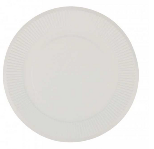 Farfurii biodegradabile din trestie de zahar, albe, rotunde cu nervuri, D155 mm, 50 buc/set