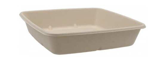 Caserole biodegradabile din trestie de zahar, natur, L205-1C, 1000cc, 205x205x45mm, 50 buc/set