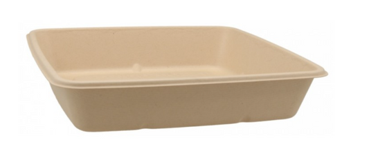 Caserole biodegradabile din trestie de zahar, natur, L230-1C, 1400cc, 230x230x45 mm 50 buc/set