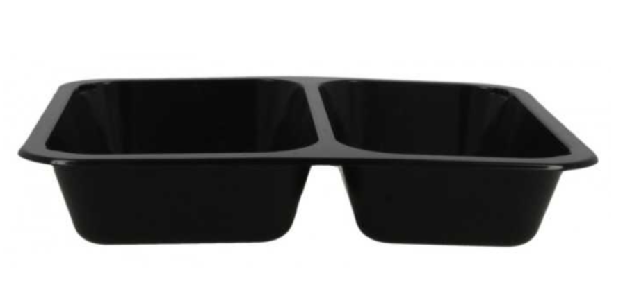 Caserole termosudabile din PP, negre, pentru catering, 227x178x40 mm, 2C,  50 buc/set