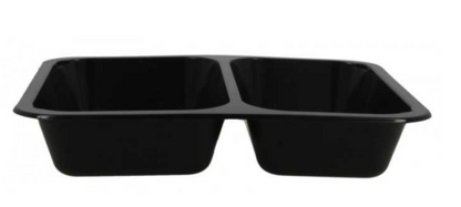 Caserole termosudabile din PP, negre, pentru catering, 227x178x40 mm, 2C,  50 buc/set