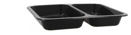 Caserole termosudabile din PP, negre, pentru catering, M2272-30C2, 227x178x30 mm, 2C, 50 buc/set